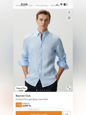 Light Blue Linen Shirt - Comfort Fit